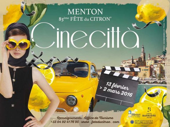 Fête du Citron (Lemon Festival) official poster 2016: Theme 'Cinecittà'